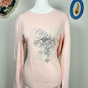 Pink Waffle Knit Long Sleeve Graphic